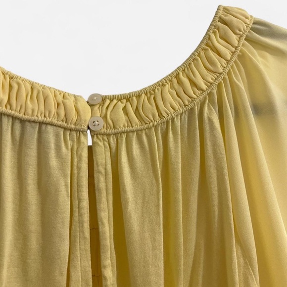 LOFT Pale Yellow Flutter Sleeve Blouse - Picture 7 of 7